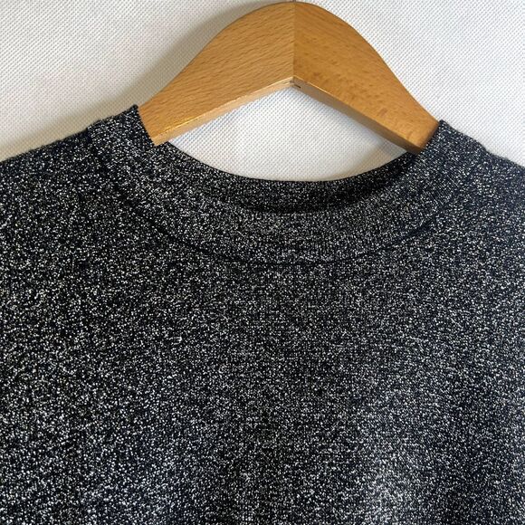 Levi's Scoop Neck Long Sleeve Metallic Wool Blend Sparkly Crop Sweater Size XS - Picture 3 of 11